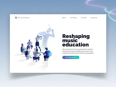 Mercury Orbit Music landing page (light version) ai homepage illustration landing page landing page illustration maestro music music class musicians rehearsal