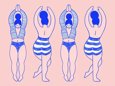 Stretching Figures female figure hand drawn illustration