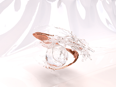 copper_splash 3d 3d art 3d starter 3dart blender copper copper foil design dimension editorial geometric glossy minimal plastic sphere splash water white