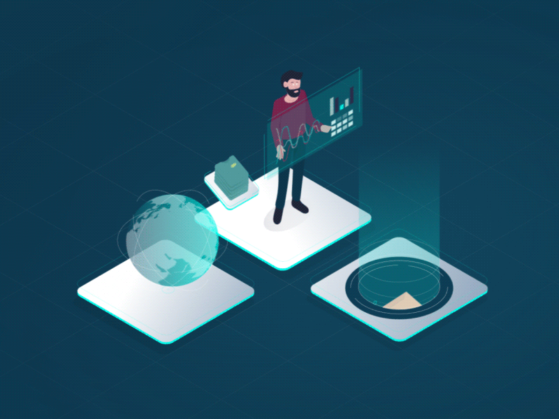 Analyticalways Product 2d animation futuristic illustration isometric retail