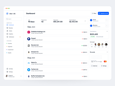 Elixir Design System - Financial app card dashboard design financial ui ux web