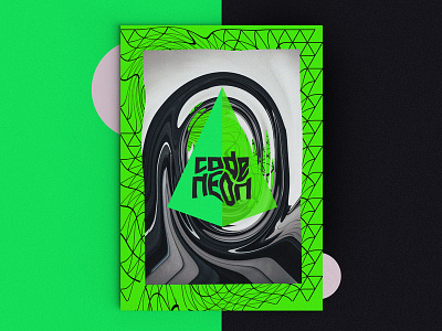 Code Neon abstract architecture black branding challenge design flat geometry gradient graphic design green illustration minimal poster shape typography