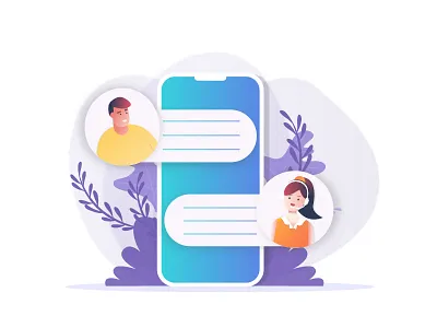 Communication! app branding character chat communication customer care designers empty gradients graphic helpline icon illustration mobile support ui vector web webpage whitespace