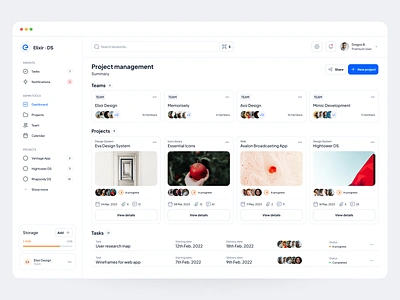 Elixir Design System - Project Management app card dashboard design design system icon project management table ui ux web