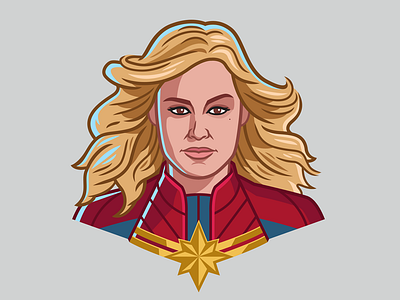 Captain Marvel Portrait avengers badge design branding captain marvel design fan art film graphic design icon illustration logo logo design marvel movie portrait vector