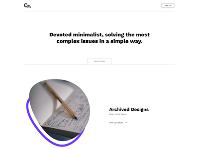personal website - v1 black and white case study clean design front end development interface design landing page minimal minimal website minimalism portfolio design portfolio website react js shapes typography ui design ux design web webpage layout design