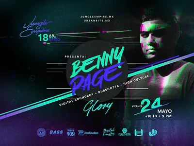Benny Page - Drum & Bass flyer design drum and bass electronic music event artwork event branding flyer artwork flyer designs