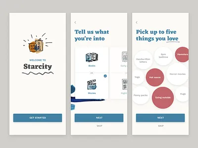 Mobile Onboarding app design mobile onboarding flow quiz select ui user centered ux visual design