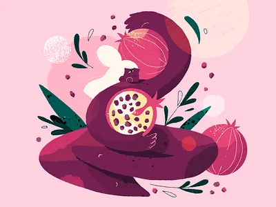 Pomegranate Lady 2d brush character design fruit fun girl illustration lady light photoshop plant pomegranate