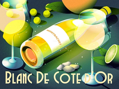 Tasting Bourgogne White blanc bourgogne white chardonnay illustration isometric illustration wine