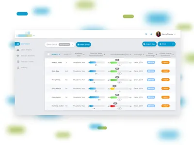Teacher Dashboard buttons dashboard data data analytics data center e learning edtech side nav side navigation teacher ui user inteface ux