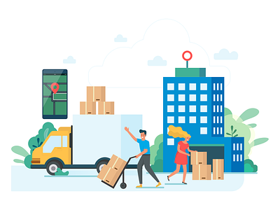 Online city logistics illistration ui 插图 插画