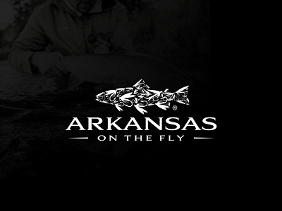 Arkansas On The Fly bait classic emblem fishing fishing logo flies fly fishing hat hook iconic lake logo lures outdoor outiftter reel river rod trout vintage