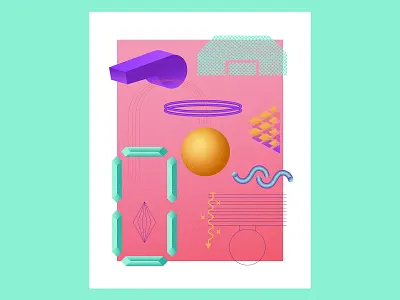 March Radness — Pink 3d 80s basketball composition geometric geometric illustration rad retro sports throwback vintage