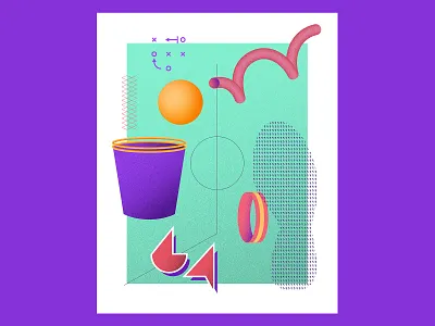 March Radness — Aqua 3d 80s 90s basketball geometric geometric illustration hoops rad retro sports throwback vintage