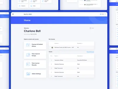 Nucleos Home cms crm dashboard dashboard design data visulization desktop application desktop design education app design icons interface design ui user experience ux web design