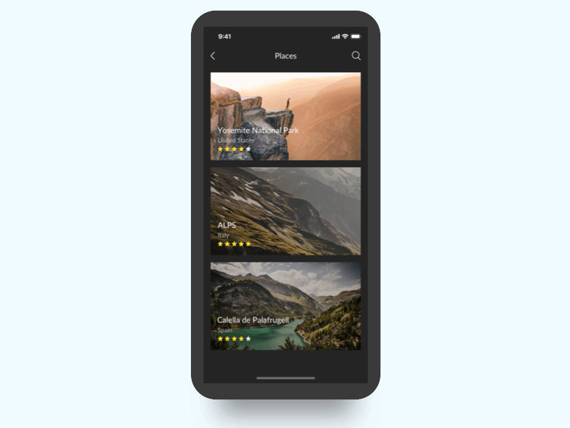 Travel animation app ui