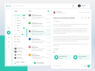 Email Client Dashboard account card chart chat chatting clean cloud dashboard design desktop email gmail inbox mail message profile web website yahoo