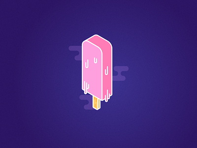 It's finally spring! clean dark background grain ice cream illustration isometric line minimal pink vector
