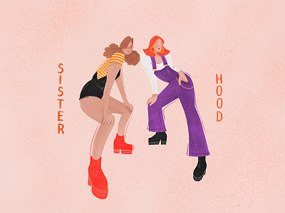 Sisterhood art cartoon cartoon art cartoon character character art character concept character design design drawing female girl boss girl gang girl illustration illustration sisterhood typography women empowerment women fashion