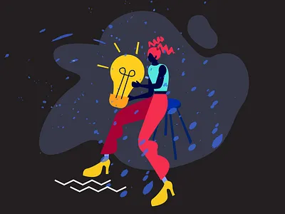 idea bulb girl character icon idea woman