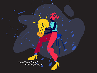 idea bulb girl character icon idea woman
