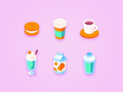 Cafe Icon Set icon illustration logo neon colors pictogram ui vector