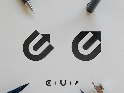 Ecom Uprise - Logo Concepts arrow logo black white brand identity branding e commerce app e letter ecommerce design eu monogram forward growth symbol identity designer lettermark logomark logotype designer negative space negative space mark sketch smart mark u logomark upward