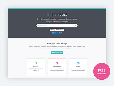 Prettydocs - Free Bootstrap Documentation Theme for Developers bootstrap bootstrap template bootstrap theme css developer documentation free html html5 knowledgebase landing page responsive startup template theme website template