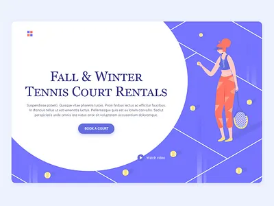 Tennis court character court girl hero image illustration landing page sport tennis