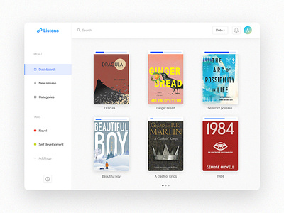 Listeno audio book website audio book bordeaux clean dashboard design figma french designer illustration minimal simple ui uplabs ux web webdesign website