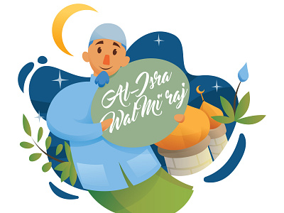 Isra Mi Raj The Night Journey beard festival illustration islamic journey manning muhammad muslim night vector