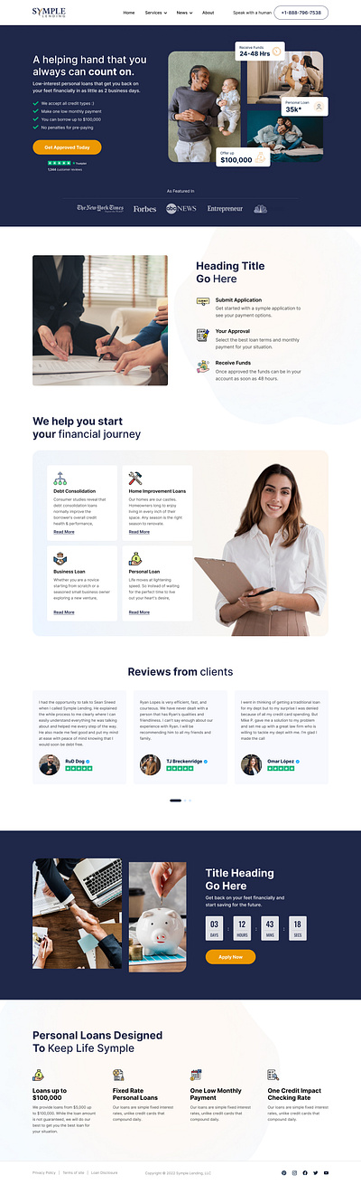 Symple Lending figma landing page landing page design web development wordpress