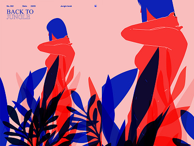 Back To Jungle abstract body composition floral design floral pattern form girl illustration jungle laconic lines minimal poster poster a day poster art poster challenge woman woman illustration
