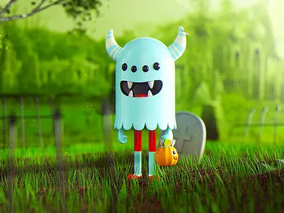 Homie - 3 3d art background c4dfordesigners candy charachters conceptart cute design halloween illustration little monster print