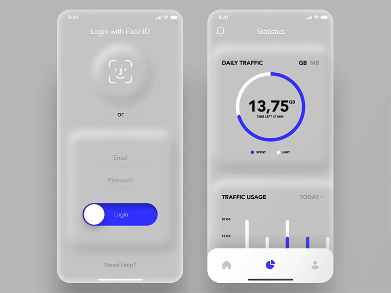 Bulging UI Style app bulging cards cards design cards ui experimental design style ui