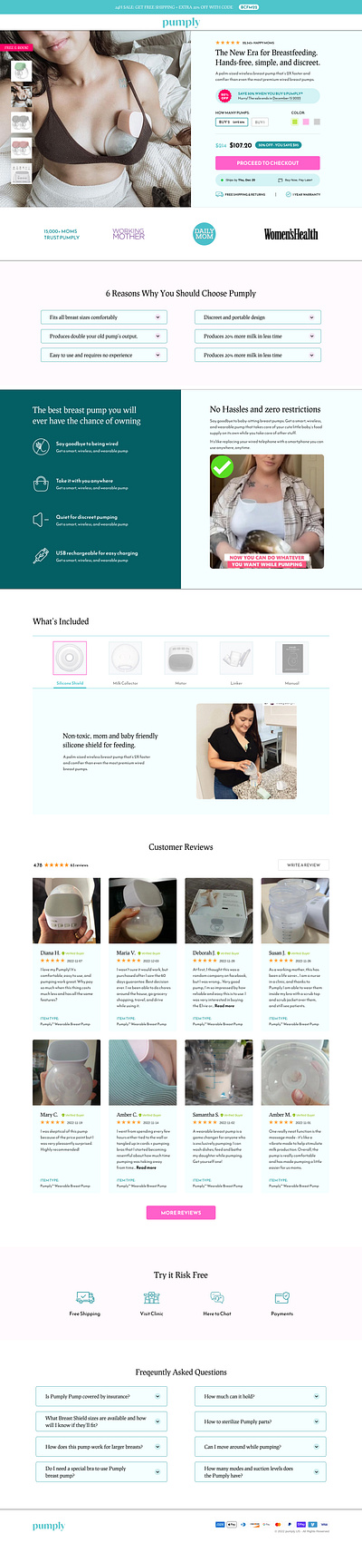 Pumply figma product page shopify web development webflow