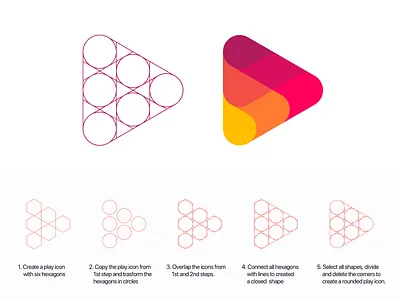 GridFriday 6 | Play Fire logo in 5 steps ( for sale ) arrow brand branding data drop water wave flame link light geometric geometry tutorial grid circle icon energetic energy smart marketing music mark logotype overlay game video media step circle flame abstract vadim carazan brands branding