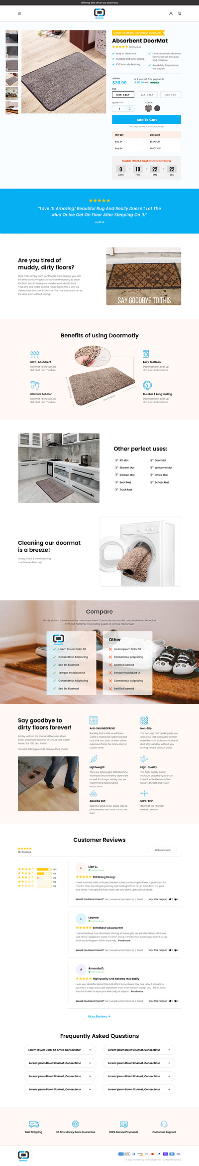 Doormatly figma product page shopify web development webflow