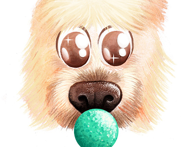 Ciufi ball character cute cute animal dog eyes green nose paper pet toy watercolor