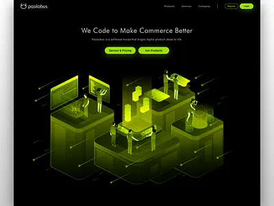 Pasilobus - Website - Main Illustration aids artificialintelligence ecommerce future globe hi tech hologram illustration isometric modern people rocket shooting stars shopify space stars startup technology touch screen website