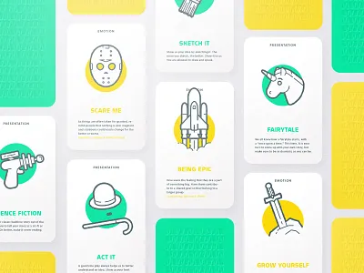 Myndset Card Game art artwork branding card card art card game card ui cards cards design clean colorful design design thinking illustration minimal myndset thinking typography user experience ux