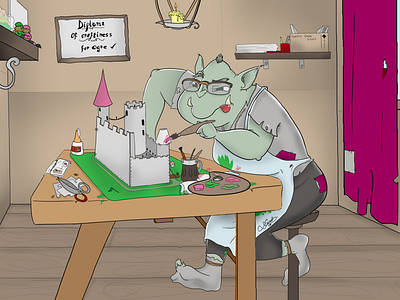 Crafty Ogre art cartoon castle cool crafty cute digiral funny illustration ogre painting