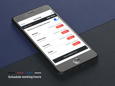 Scheduled Hours app design apple black and white challenge interface iphone isometric mobile mobile app outline product schedule simple social uiux