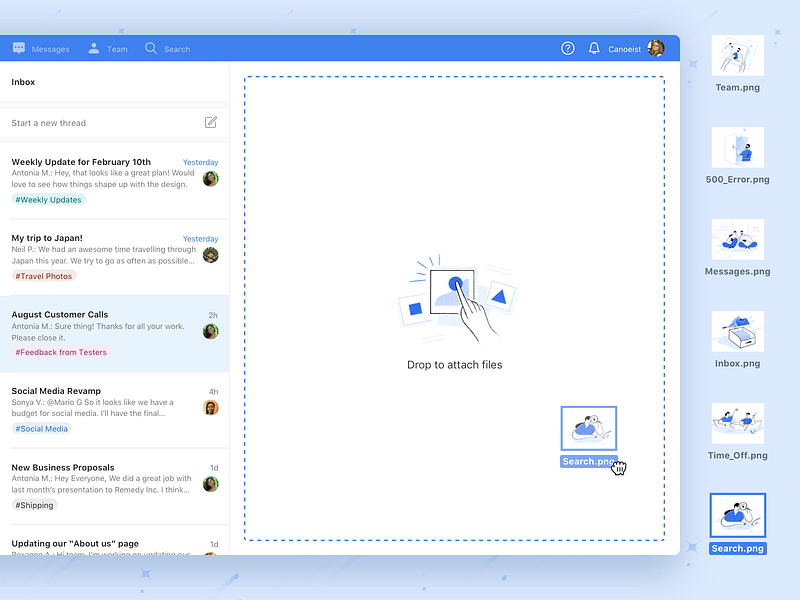 Drag and Drop android app communication empty state illustration ios macos remote remote work team ui web