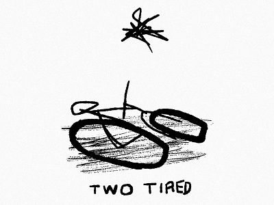 2 Tired bicycle bike bw fun funny humor mood pun rough satire screenprint simple threadless tshirt