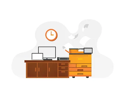 Last Illustration for Spiceworks haas hardware as a service illustration last illo multifunctional printer printer tech illustration