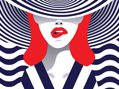 The Girl in the Stripes babe character illustration op art pop art