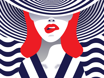 The Girl in the Stripes babe character illustration op art pop art