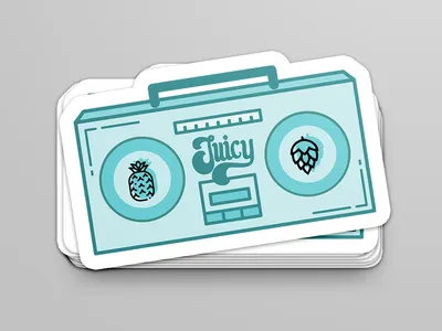 Gettin' Juicy 'Wit It - Sticker aiga aiga charlotte beer and branding beer branding branding hop icon pinapple stereo sticker